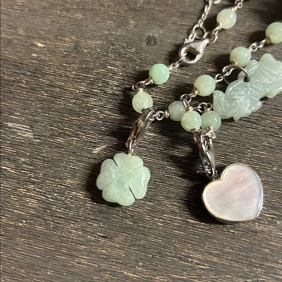 Jade & 925 Sterling Silver Charm Bracelet - Luck & Fortune Theme - Picture 7 of 7